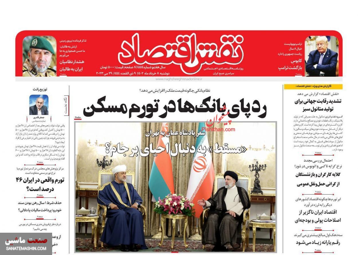 صفحه نخست روزنامه های اقتصادی 8 خرداد 1402