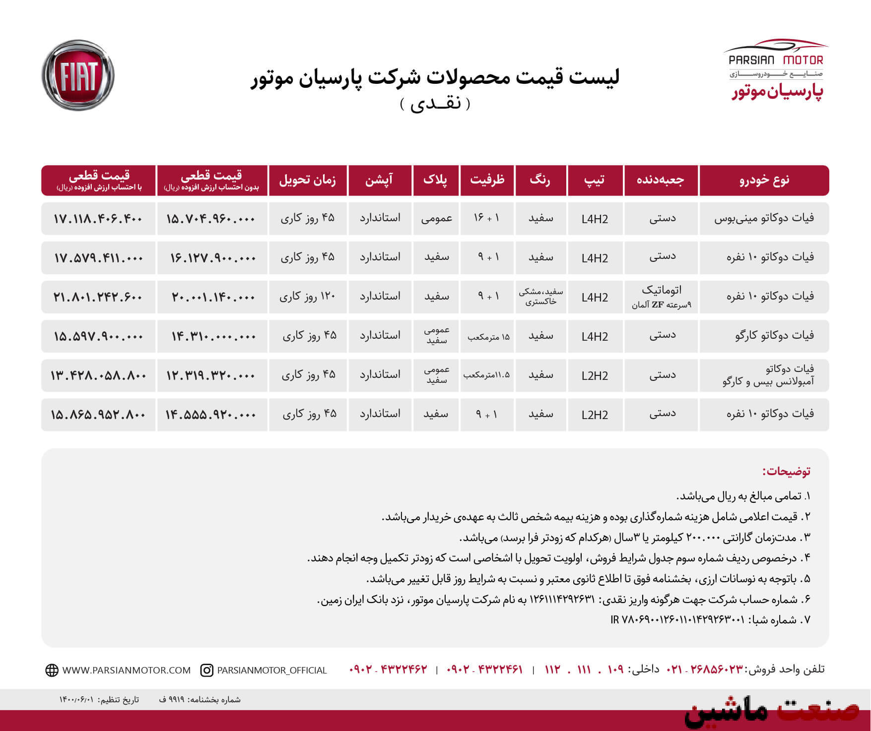 شرایط فروش نقدی و اعتباری فیات دوکاتو اعلام شد +جدول