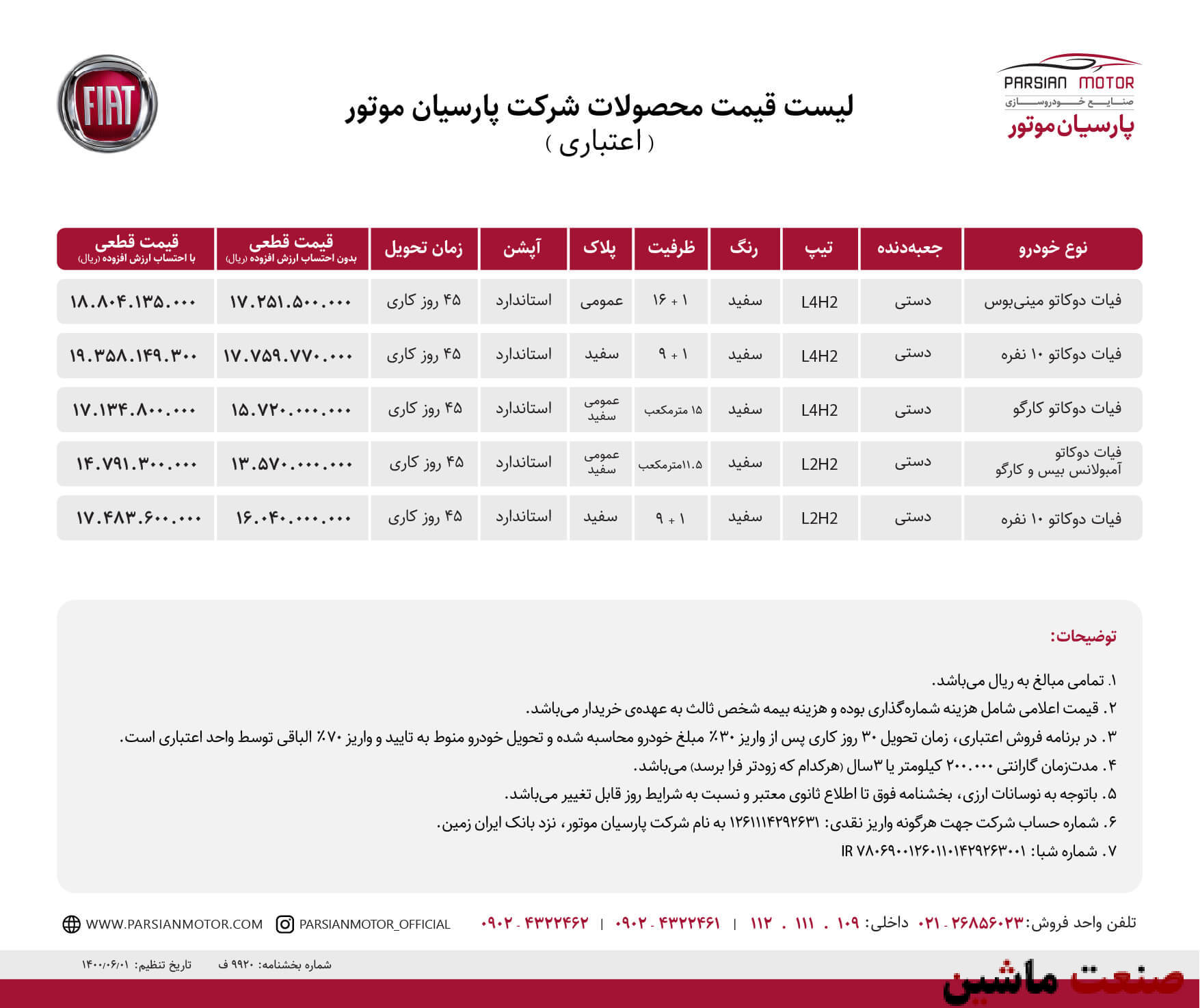 شرایط فروش نقدی و اعتباری فیات دوکاتو اعلام شد +جدول