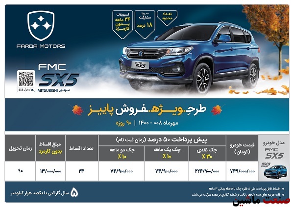 فروش اقساطي كراس اوور FMC SX5 آغاز شد +جدول شرایط