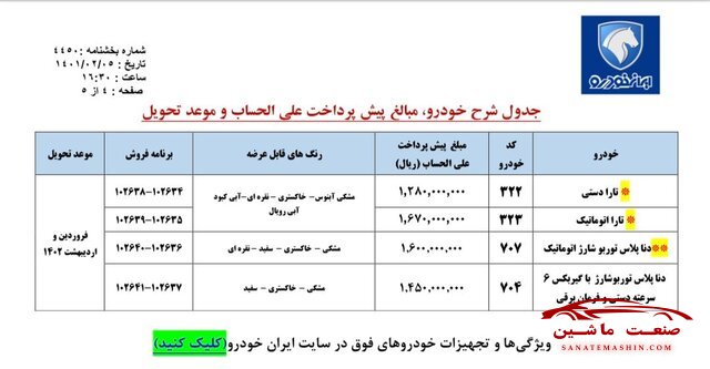 پیش فروش 4 محصول ایران خودرو آغاز شد +جدول