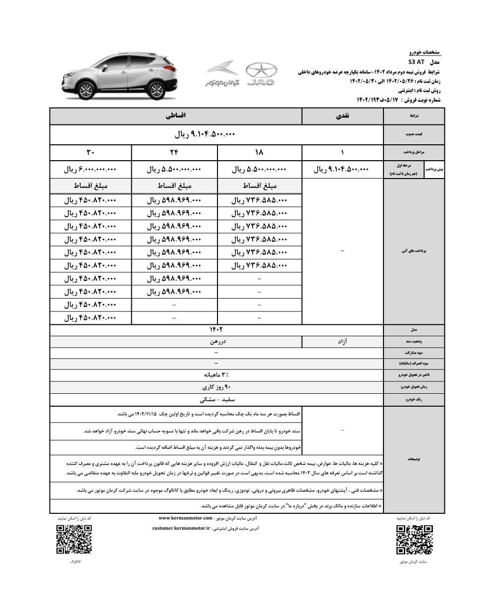 اطلاعیه جدید کرمان موتور برای برندگان نوبت دوم