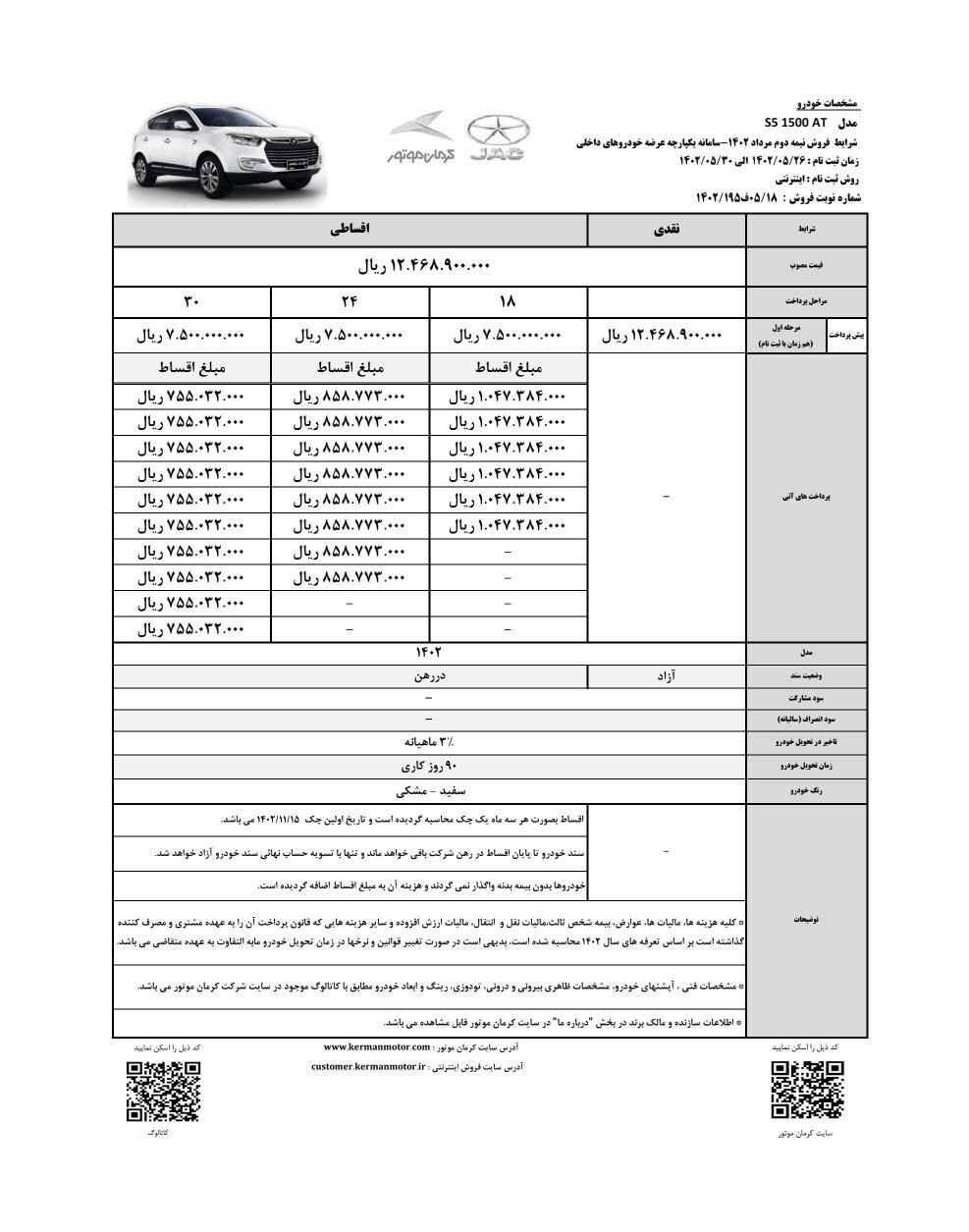 اطلاعیه جدید کرمان موتور برای برندگان نوبت دوم