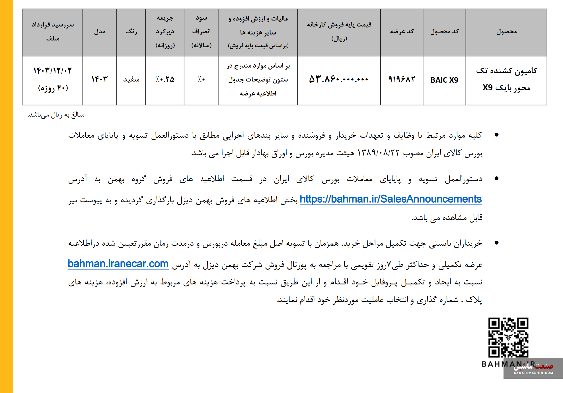 جزئیات عرضه کشنده بایک X۹ در بورس کالا اعلام شد