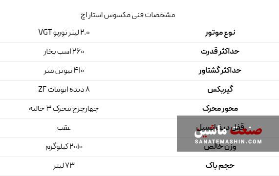 قیمت نهایی مکسوس استار H در بازار ایران مشخص شد