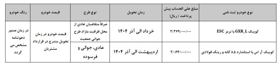 شرایط پیش فروش خودرو کوییک برای 3 طرح اعلام شد +جدول