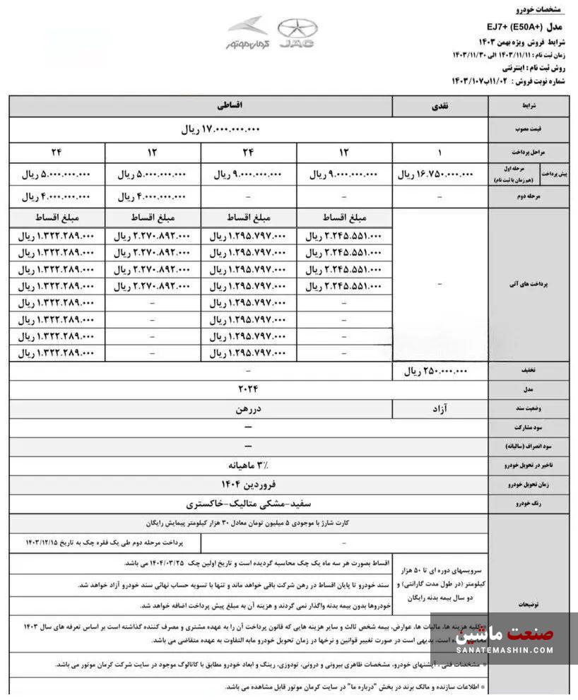 شرایط ویژه فروش KMC EJ7 و EJ7 Plus کرمان موتور اعلام شد +جدول