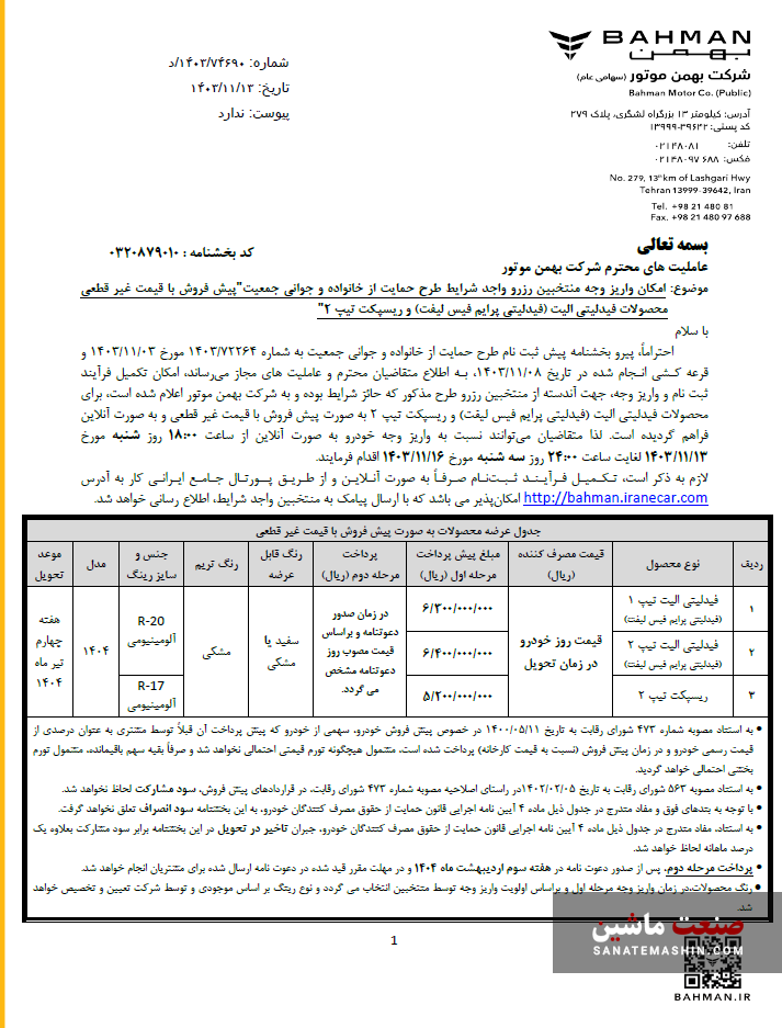 ثبت نام فیدلیتی الیت و ریسپکت ویژه طرح مادران آغاز شد +جدول