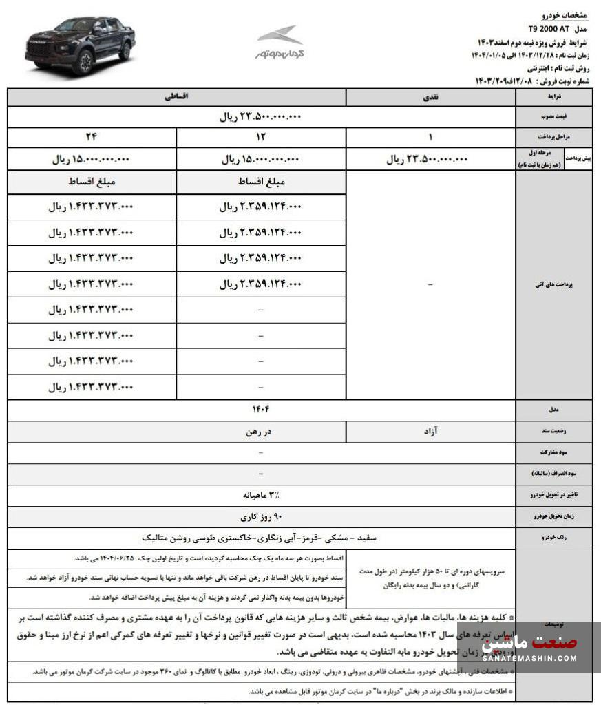 آخرین طرح شرایط فروش KMC T9 کرمان موتور اعلام شد +جدول