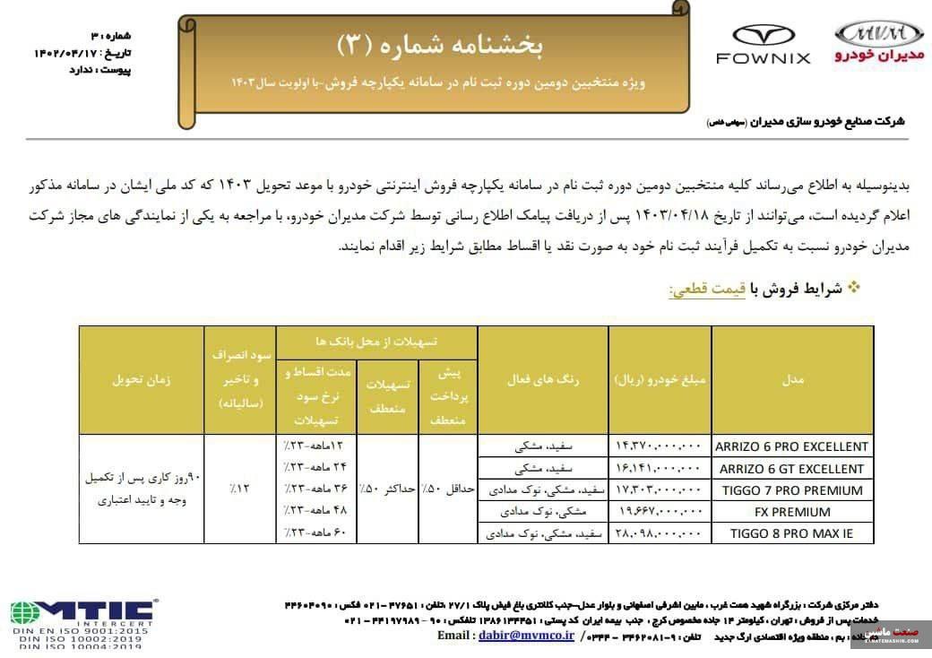 شرایط فروش محصولات فونیکس اعلام شد +جدول