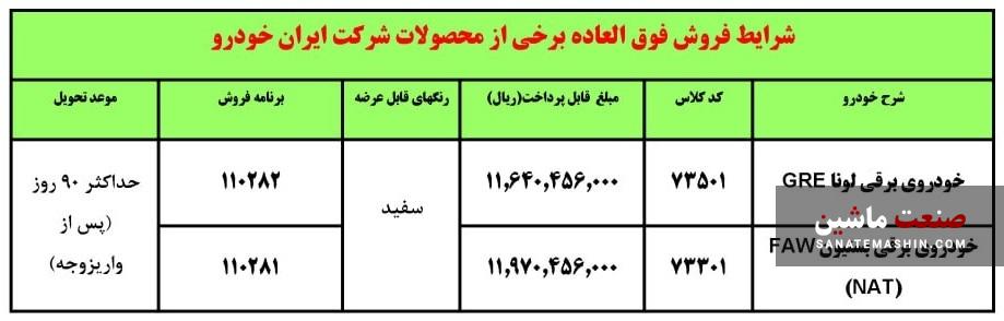 شرایط فروش خودروهای برقی ایران خودرو اعلام شد +جدول