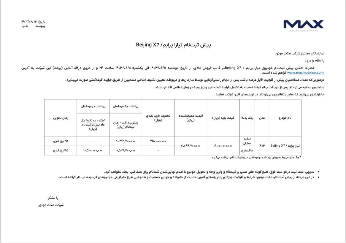 شرایط فروش تیارا پرایم با تخفیف اعلام شد +جدول