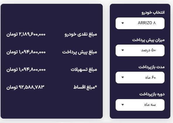 شرایط ویژه فروش آریزو 8 مدیران خودرو اعلام شد +جدول