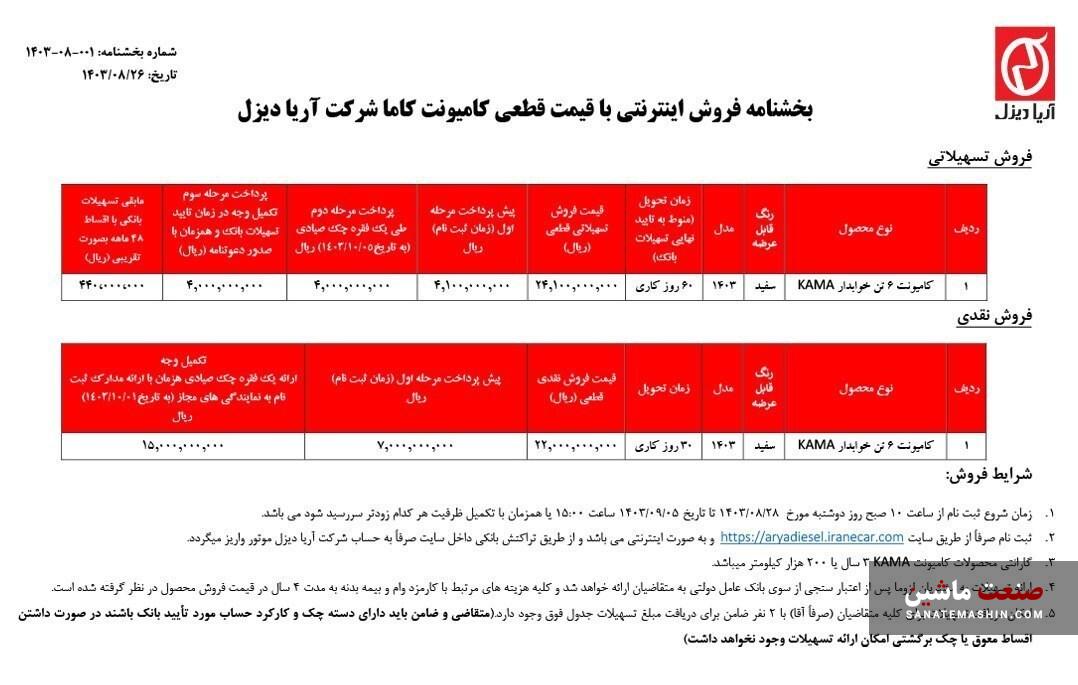 شرایط فروش نقد و اقساط کامیونت‌ کاما با قیمت قطعی اعلام شد +جدول