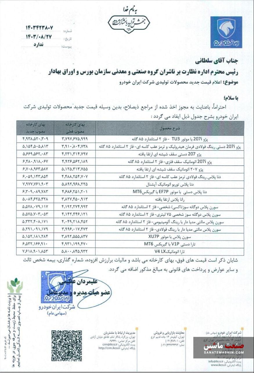 اطلاعیه مهم ایران خودرو و سایپا برای لیست جدید قیمت محصولات +جدول