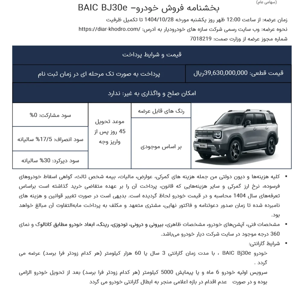 فروش بایک BJ30e با قیمت قطعی آغاز شد +جدول