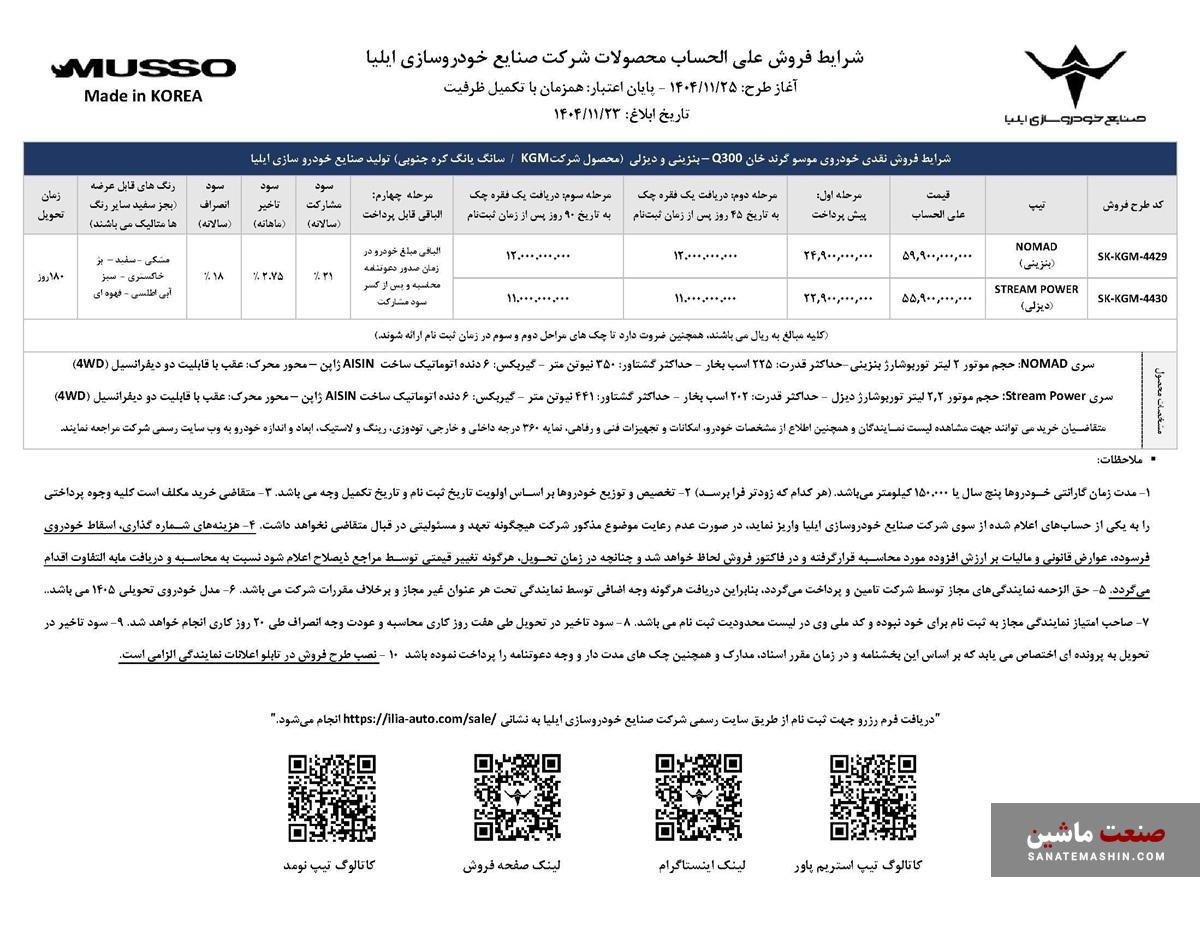 شرایط فروش موسو گرند خان توسط خودروسازی ایلیا اعلام شد +جدول