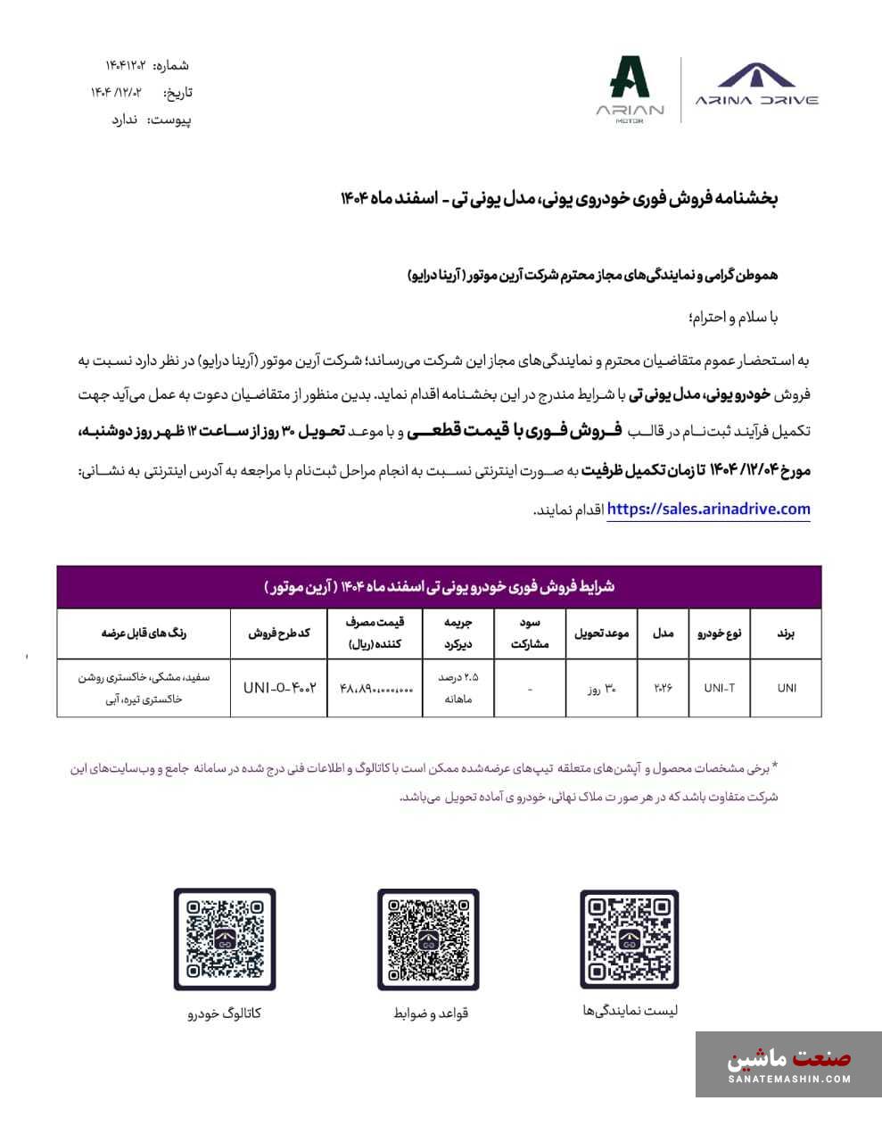 شرایط فروش فوری چانگان UNI-T آرینا درایو با قیمت جدید اعلام شد