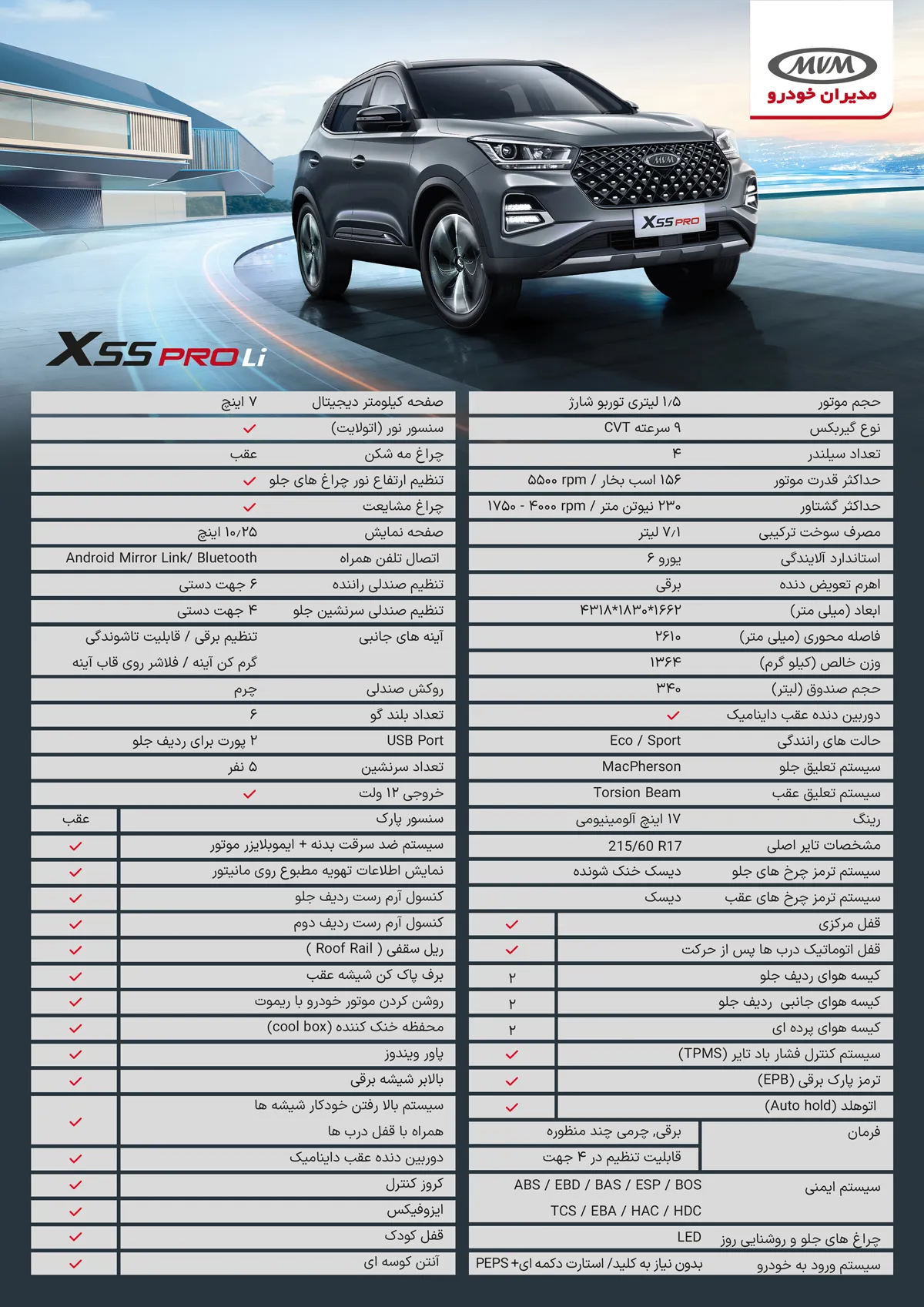 MVM X55 PRO LI چه مشخصاتی دارد؟ +کاتالوگ
