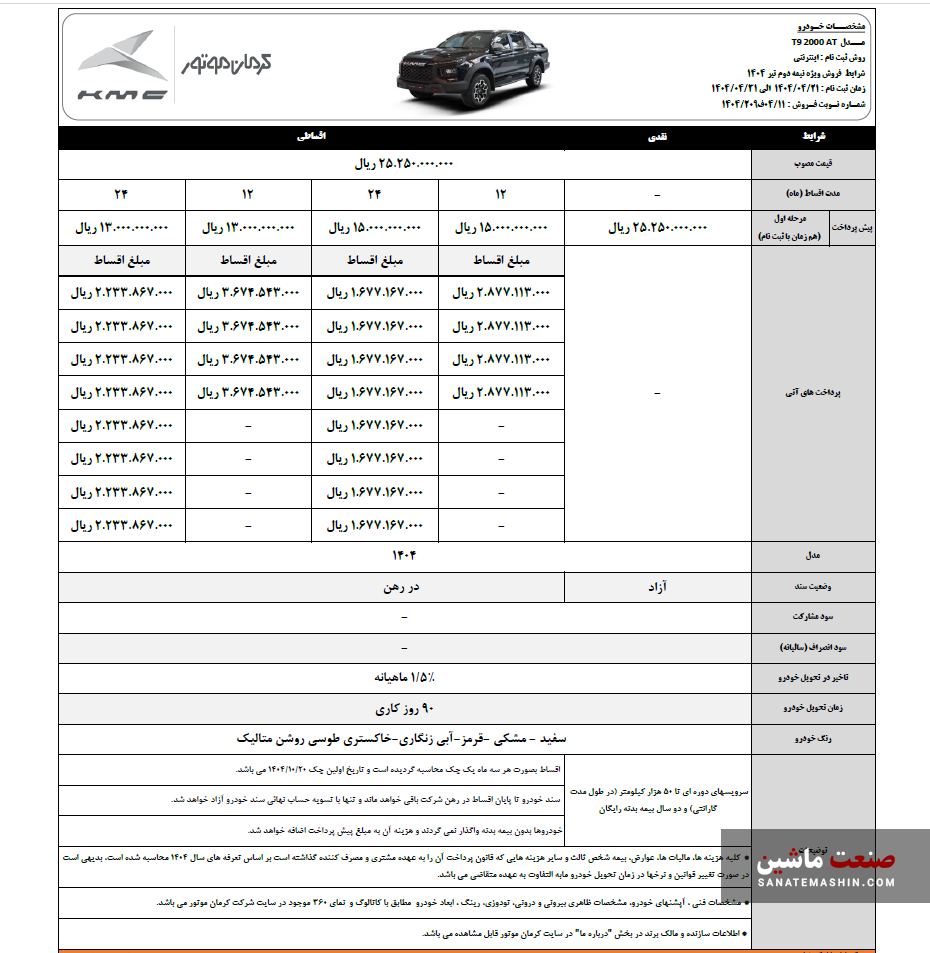 فروش خودرو‌های T۹ و ایگل کرمان موتور آغاز شد +جدول
