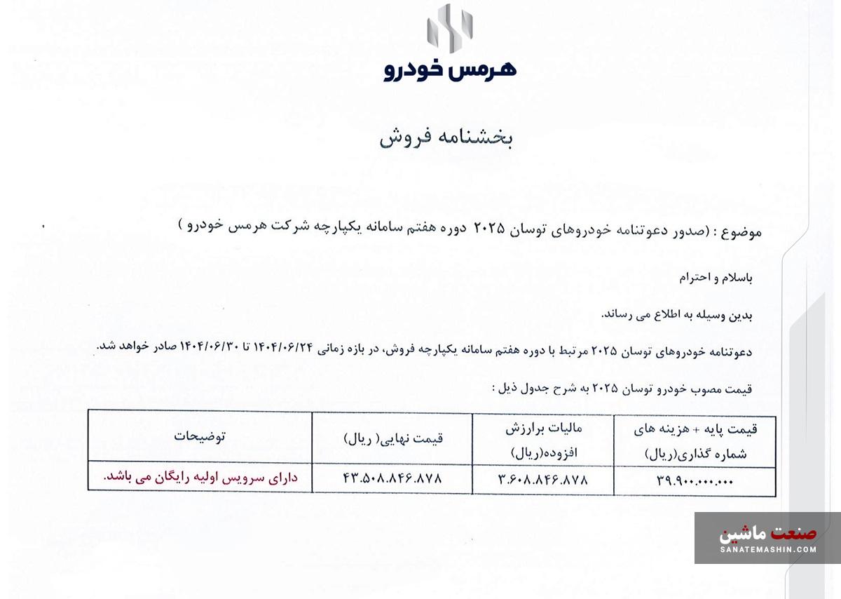بخشنامه فروش هیوندای توسان مدل ۲۰۲۵ توسط هرمس خودرو اعلام شد +جدول