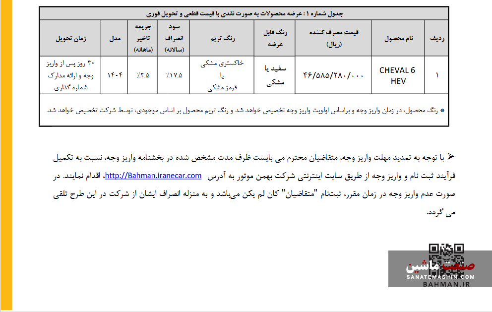 مهلت واریز وجه خریداران شوال HEV 6 تمدید شد