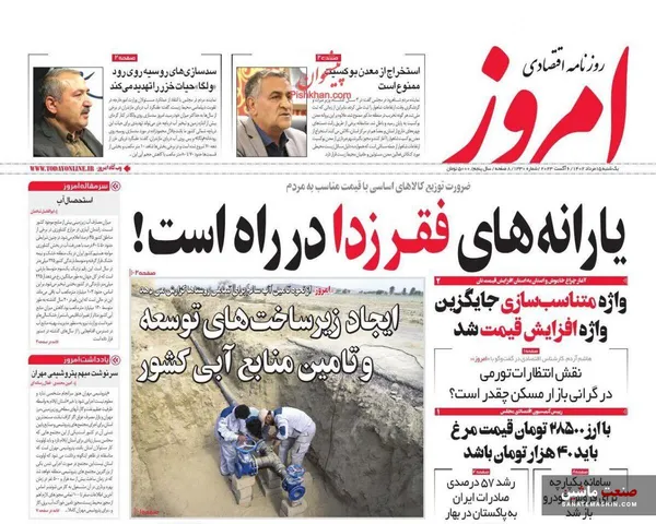 صفحه نخست روزنامه های اقتصادی 15 مرداد 1402
