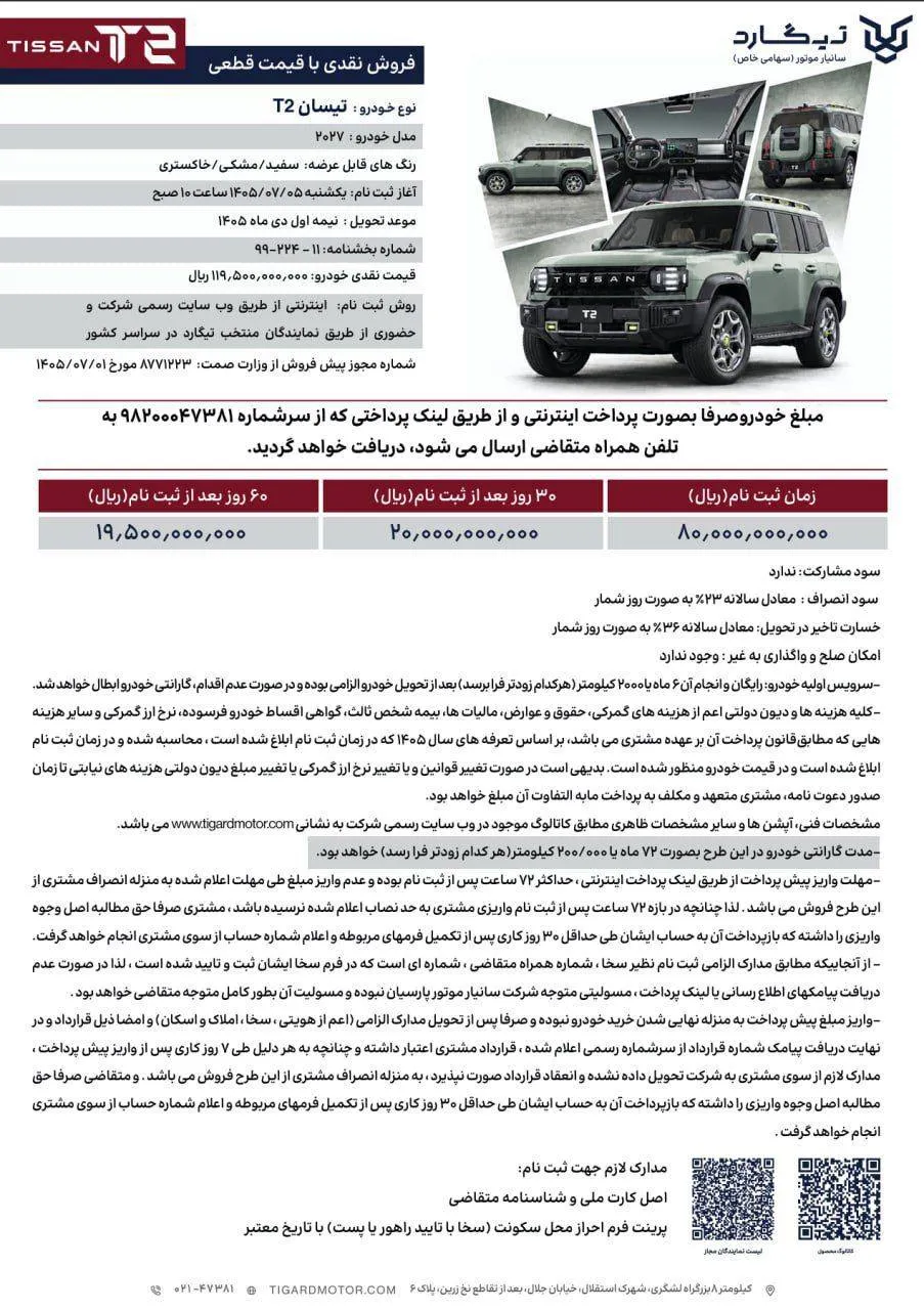 تیسان T2 تیگارد موتور