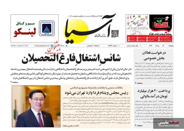 صفحه نخست روزنامه های اقتصادی 16 مرداد 1402