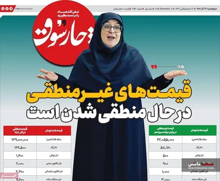 صفحه نخست روزنامه های اقتصادی 27 آذر 1404