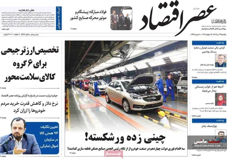 صفحه نخست روزنامه های اقتصادی 24 تیر 1403