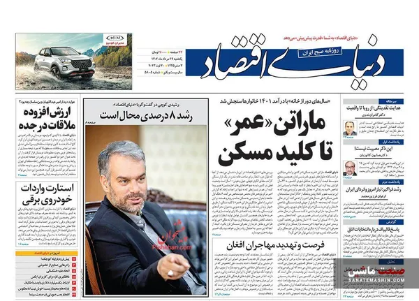 صفحه نخست روزنامه های اقتصادی 29 مرداد 1402