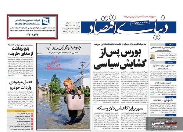 صفحه نخست روزنامه های اقتصادی 18 خرداد 1402