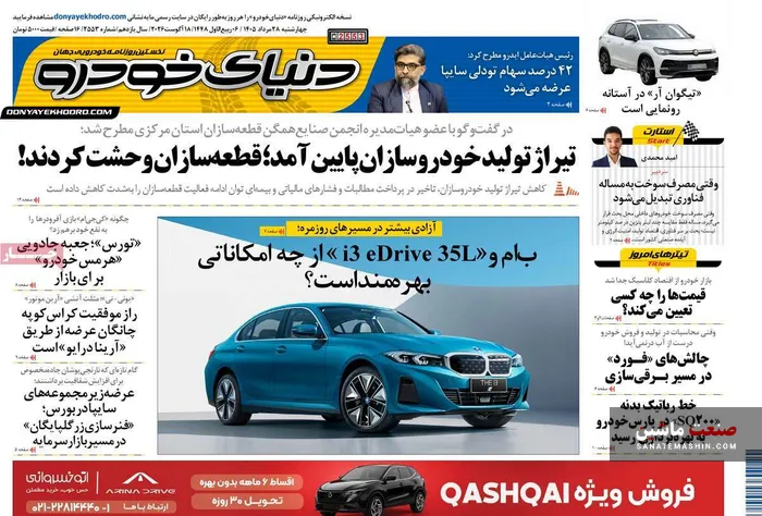 صفحه نخست روزنامه های اقتصادی 28 مرداد 1405