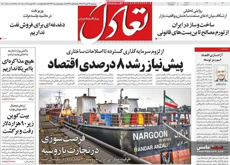 صفحه نخست روزنامه های اقتصادی 29 آبان 1404
