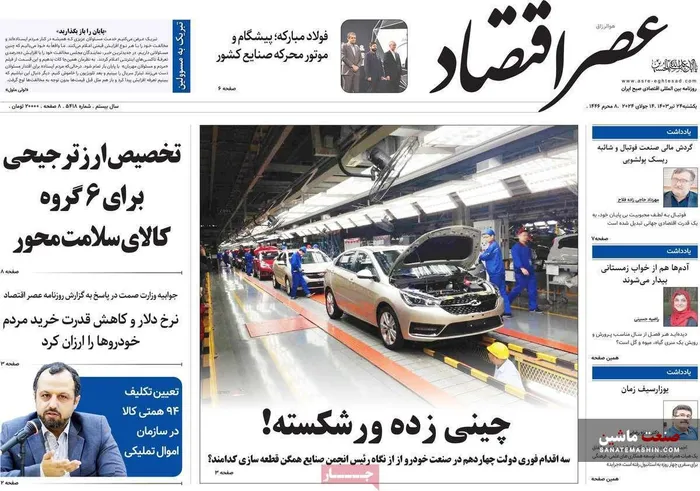 صفحه نخست روزنامه های اقتصادی 24 تیر 1403
