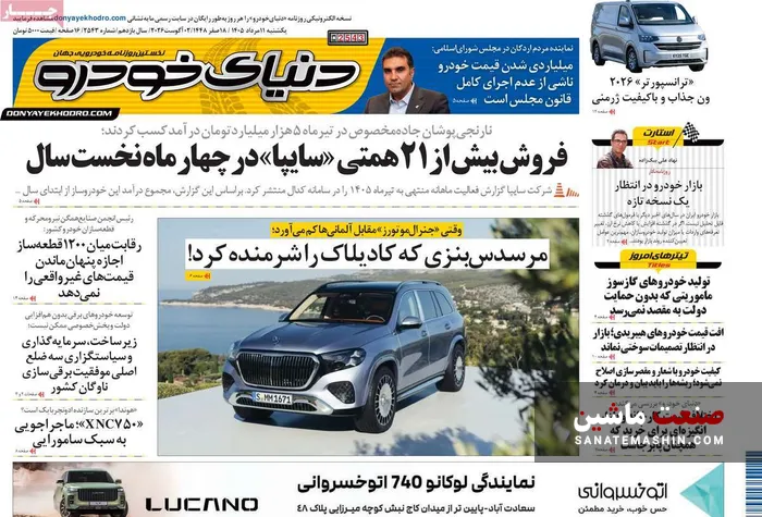 صفحه نخست روزنامه های اقتصادی 11 مرداد 1405