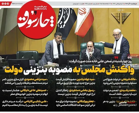 صفحه نخست روزنامه های اقتصادی 6 آذر 1404