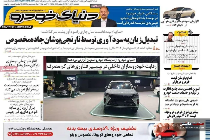 صفحه نخست روزنامه های اقتصادی 4 آبان 1404