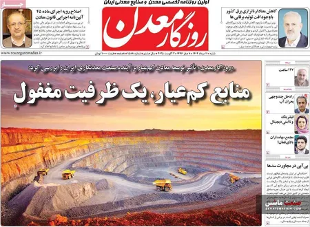 صفحه نخست روزنامه های اقتصادی 11 مرداد 1404