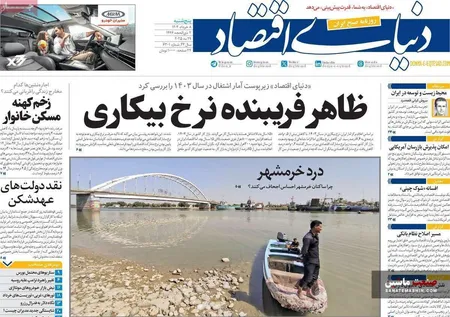 صفحه نخست روزنامه های اقتصادی 8 خرداد 1404