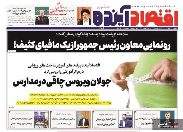 صفحه نخست روزنامه های اقتصادی 24 تیر 1402