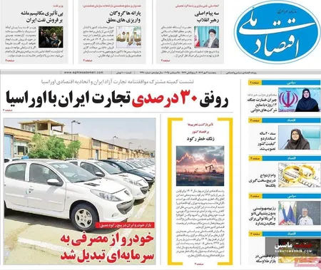 صفحه نخست روزنامه های اقتصادی 3 مهر 1404