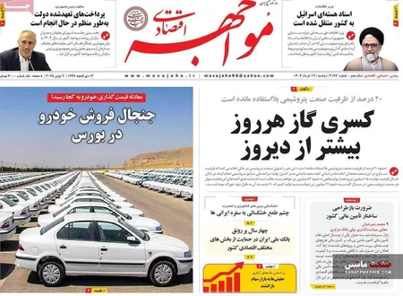 صفحه نخست روزنامه های اقتصادی 19 خرداد 1404