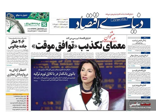 صفحه نخست روزنامه های اقتصادی 20 خرداد 1402