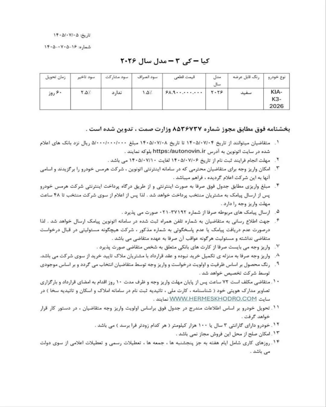 فروش کیا K3 هرمس خودرو فروش کیا K3 هرمس خودرو
