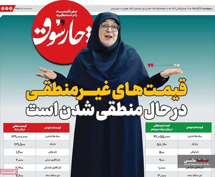 صفحه نخست روزنامه های اقتصادی 27 آذر 1404