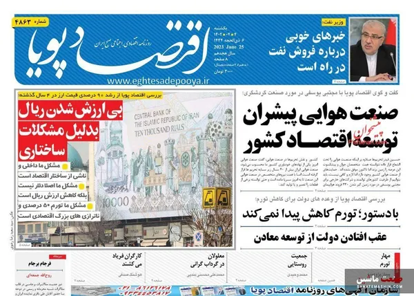 صفحه نخست روزنامه های اقتصادی 4 تیر 1402