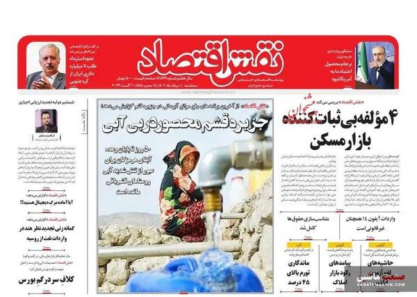 صفحه نخست روزنامه های اقتصادی 10 مرداد 1402