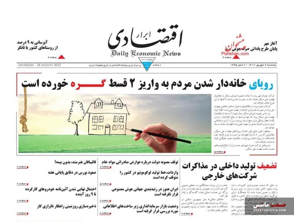 صفحه نخست روزنامه های اقتصادی 2 شهریور 1402
